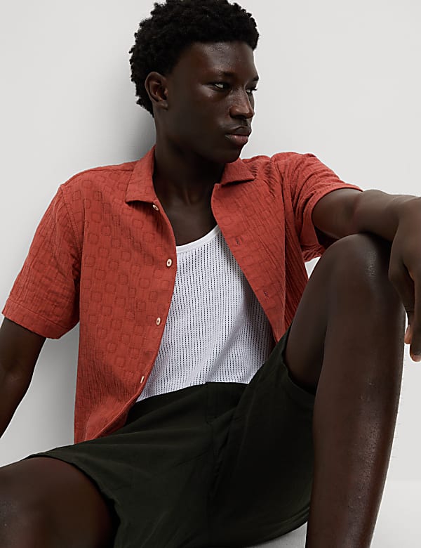 Easy Iron Pure Cotton Textured Shirt