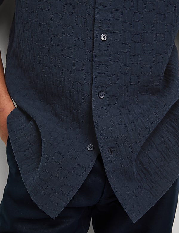 Easy Iron Pure Cotton Textured Shirt
