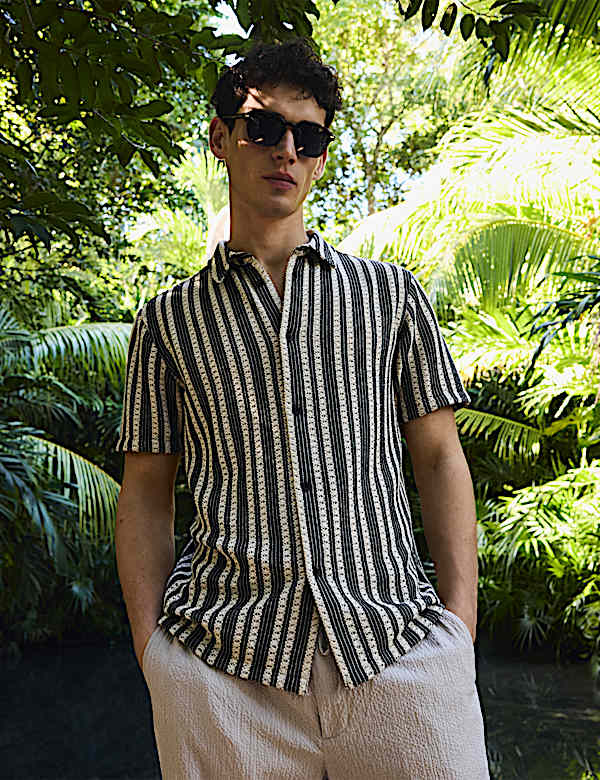 Regular Fit Cotton Rich Striped Shirt - NO