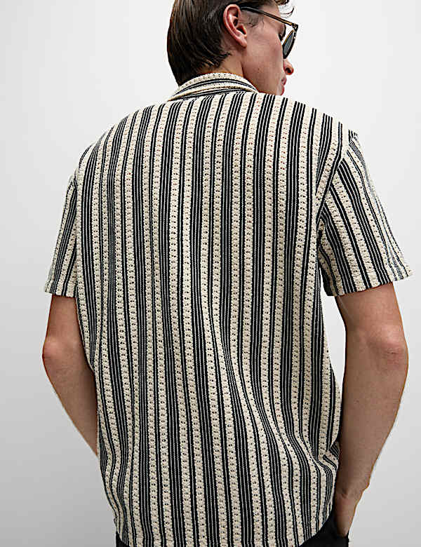Regular Fit Cotton Rich Striped Shirt