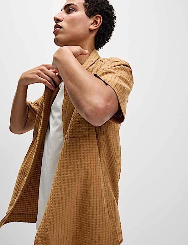 Cotton Rich Textured Check Shirt - US