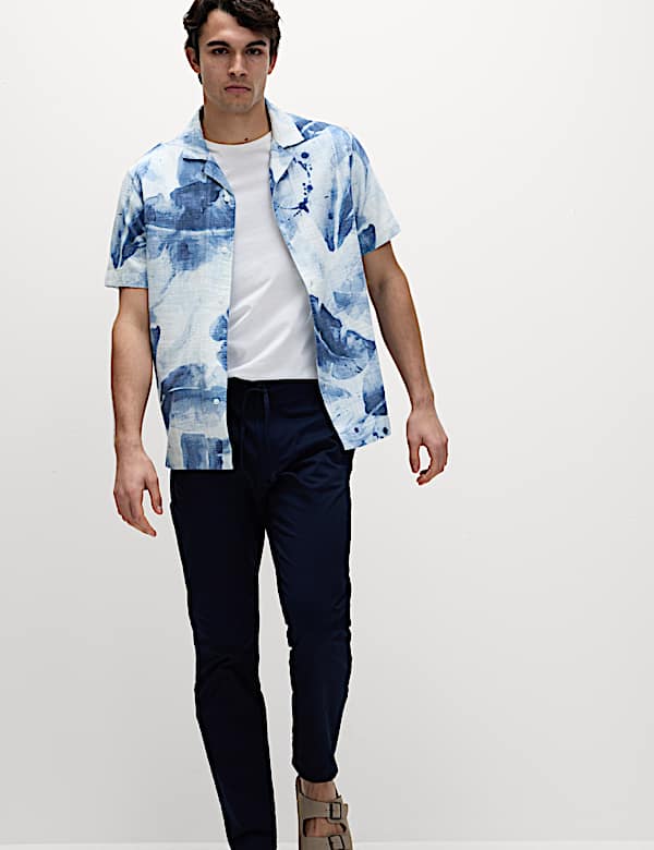 Cotton Rich Short Sleeve Cuban Collar Shirt