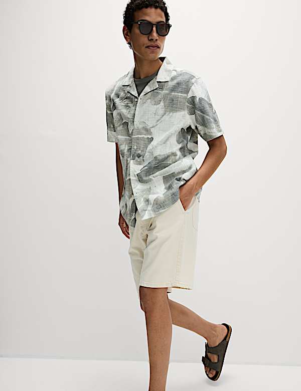 Cotton Rich Short Sleeve Cuban Collar Shirt