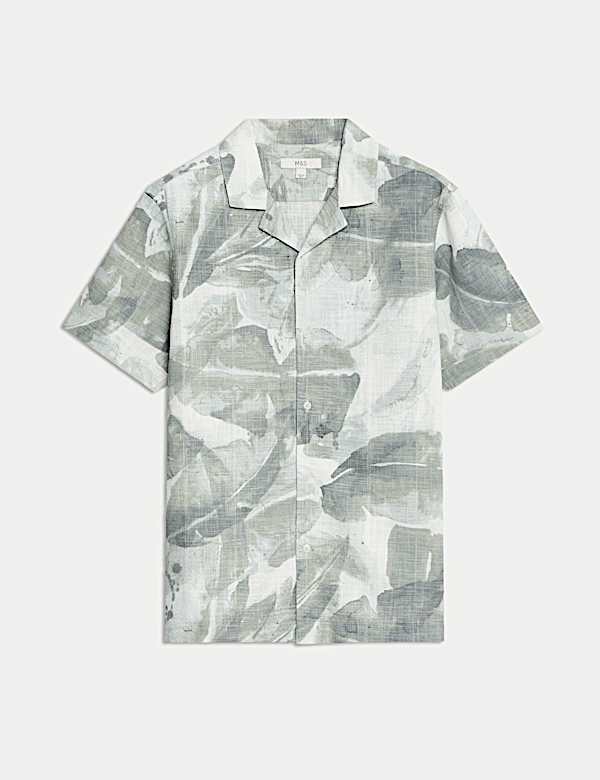 Cotton Rich Short Sleeve Cuban Collar Shirt - NL