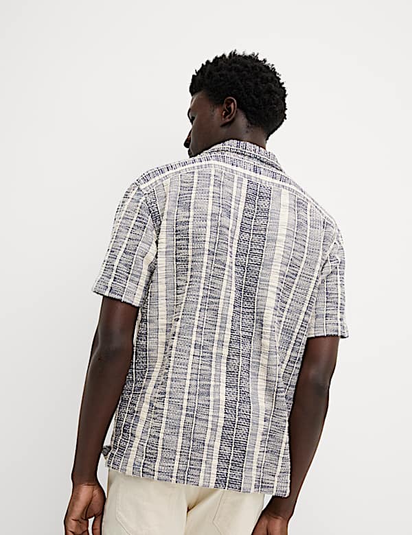 Regular Fit Easy Iron Cotton Blend Striped Shirt - KG