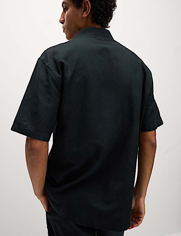 Cotton Blend Embroidered Palm Tree Shirt