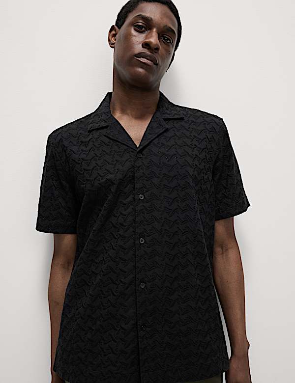 Regular Fit Short Sleeve Embroidered Shirt