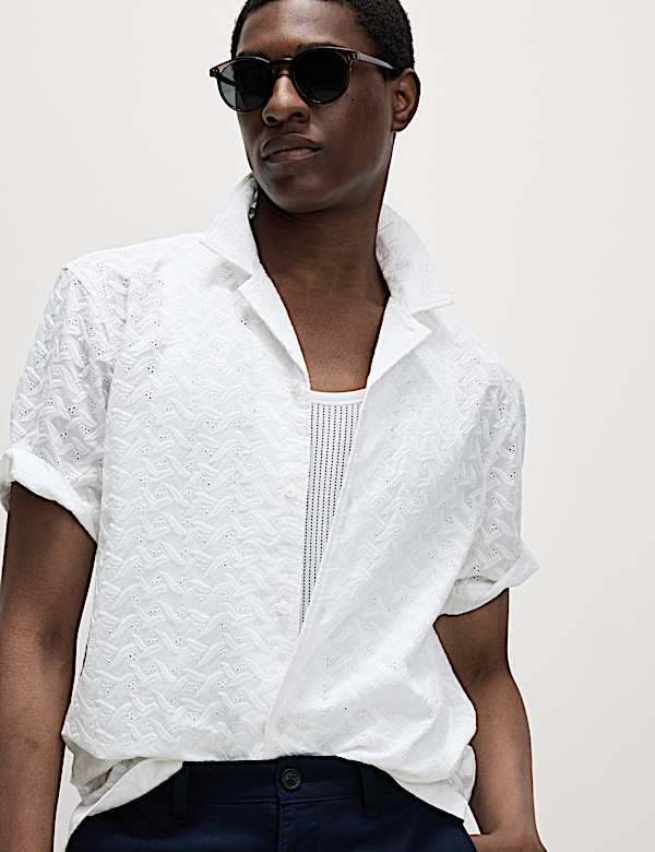 Regular Fit Short Sleeve Embroidered Shirt