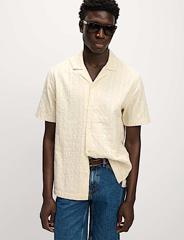 Regular Fit Cotton Rich Textured Shirt - TW