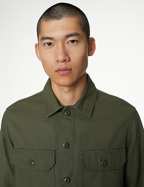 Pure Cotton Utility Overshirt