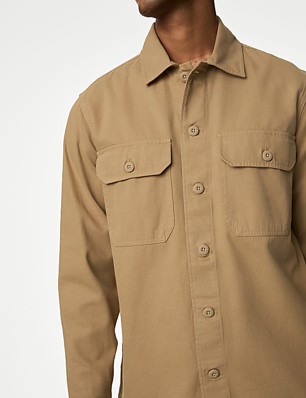 Pure Cotton Utility Overshirt
