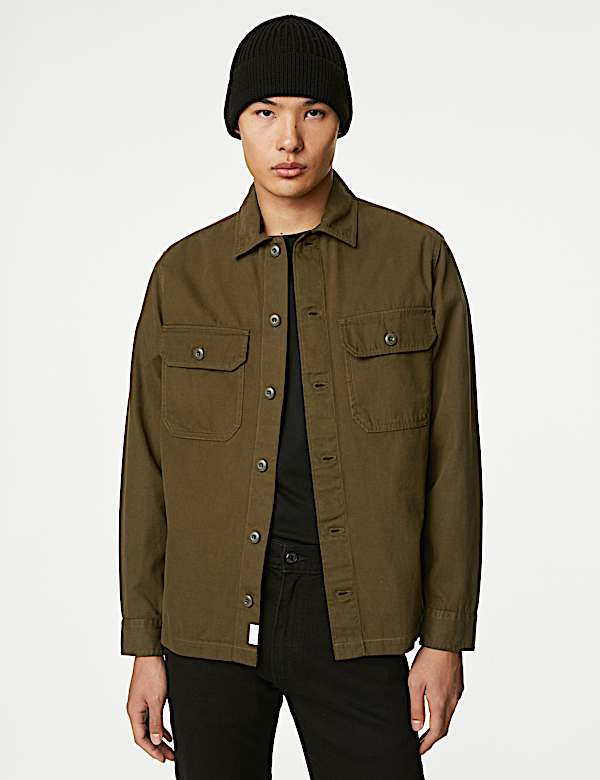 Pure Cotton Utility Overshirt