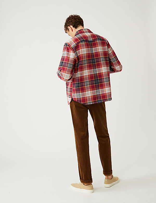 Cotton Blend Twill Check Overshirt