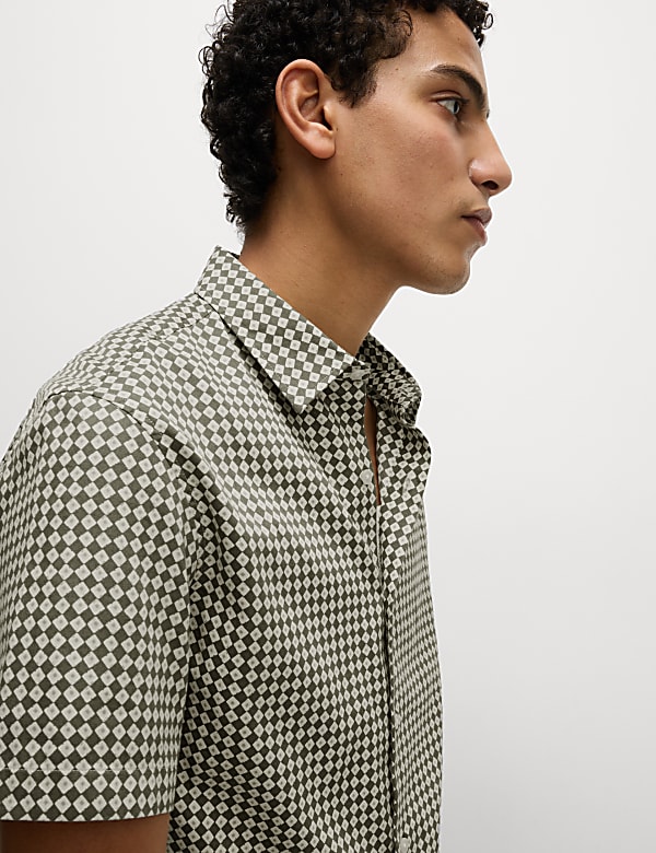 Pure Cotton Geometric Print Shirt - JP