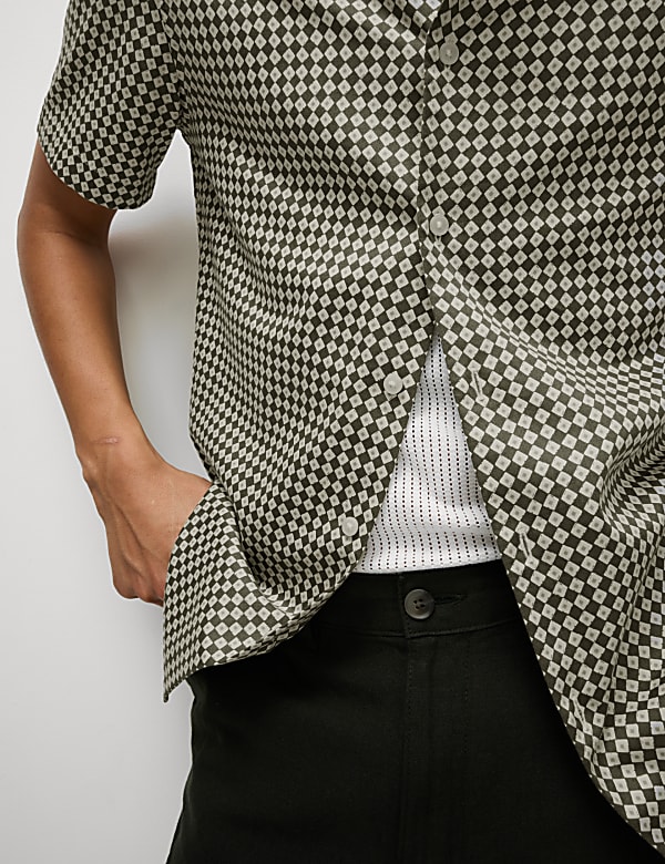 Pure Cotton Geometric Print Shirt - JP