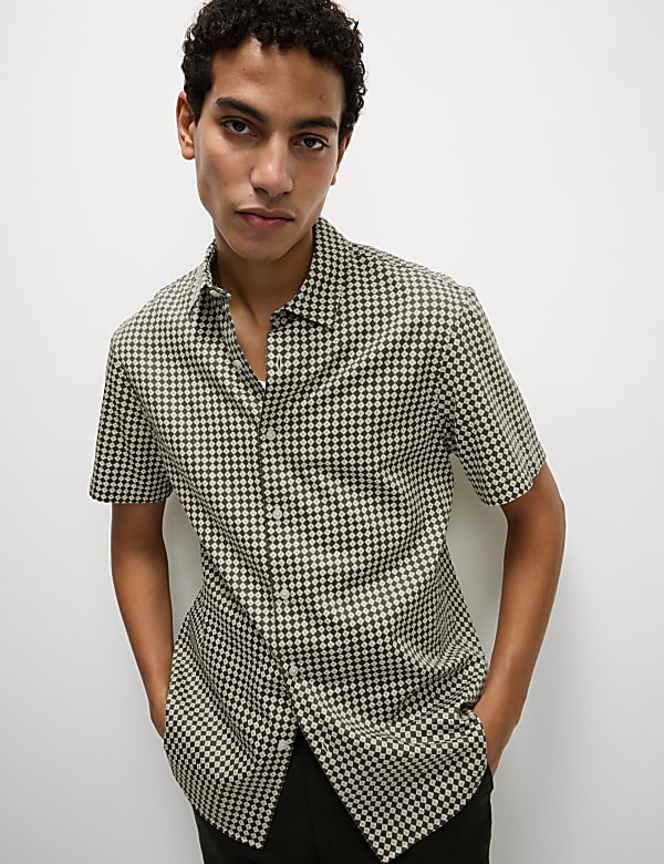 Pure Cotton Geometric Print Shirt - JP