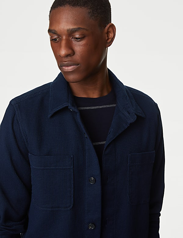 Pure Cotton Waffle Overshirt - HU