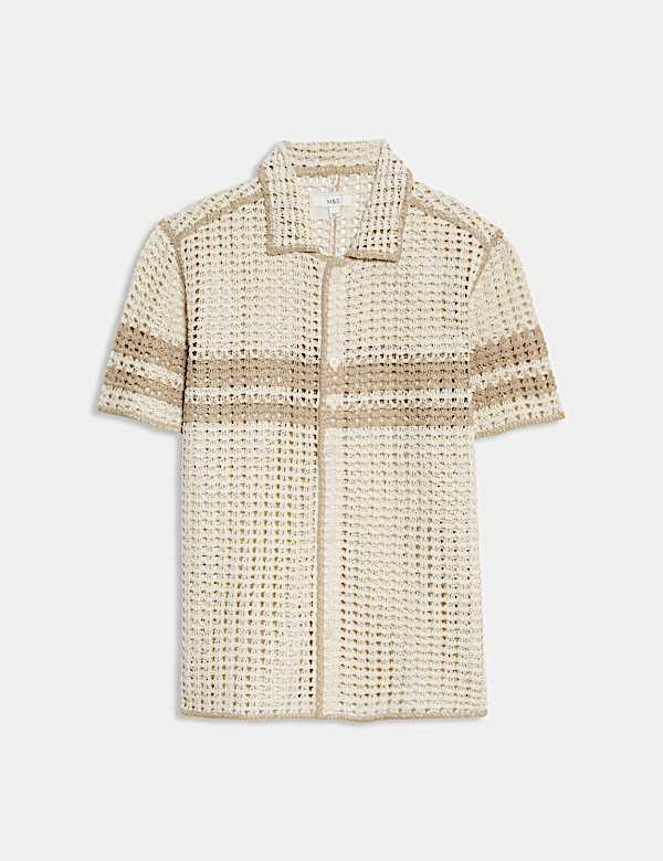 Relaxed Fit Striped Short Sleeve Knitted Shirt - US