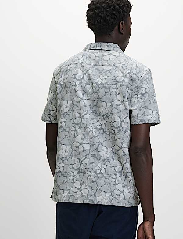 Regular Fit Cotton Rich Floral Short Sleeve Shirt