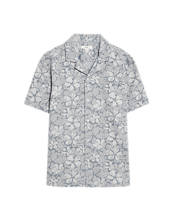 Regular Fit Cotton Rich Floral Short Sleeve Shirt