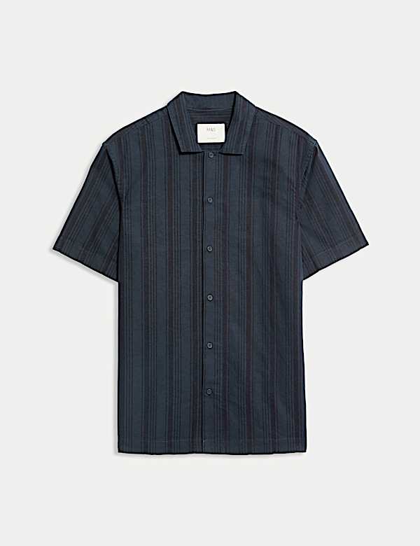 חולצת שרוול קצר מבד עשיר בכותנה בגזרה ישרה - IL