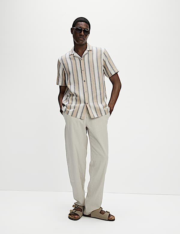 Pure Cotton Striped Short Sleeve Shirt - TW
