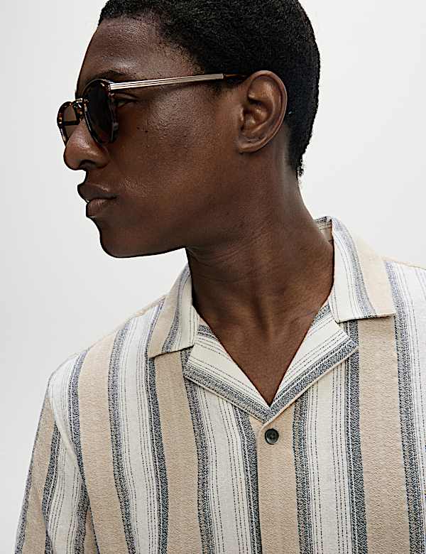 Pure Cotton Striped Short Sleeve Shirt