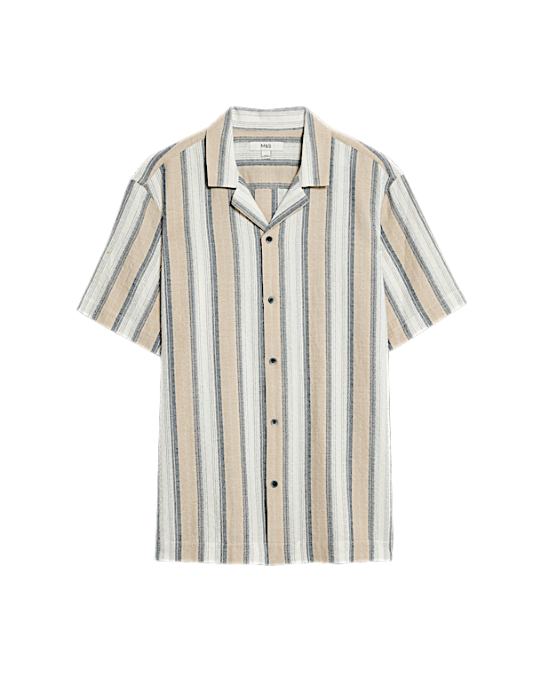 Pure Cotton Striped Short Sleeve Shirt