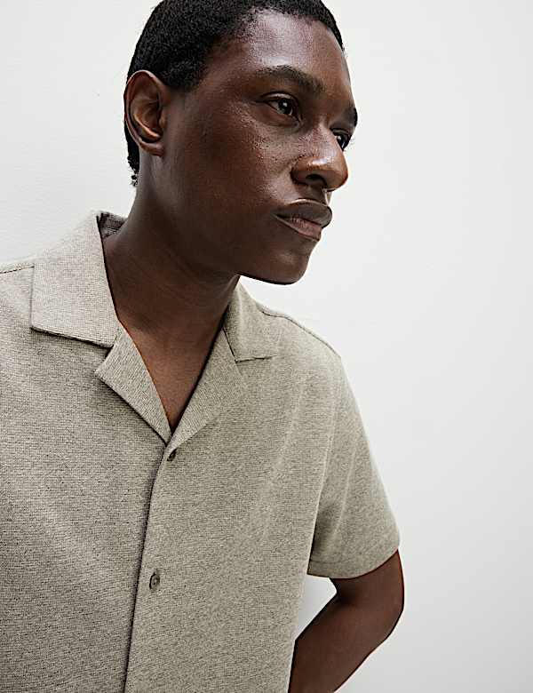 חולצה סרוגה מתערובת כותנה עם טקסטורה - IL