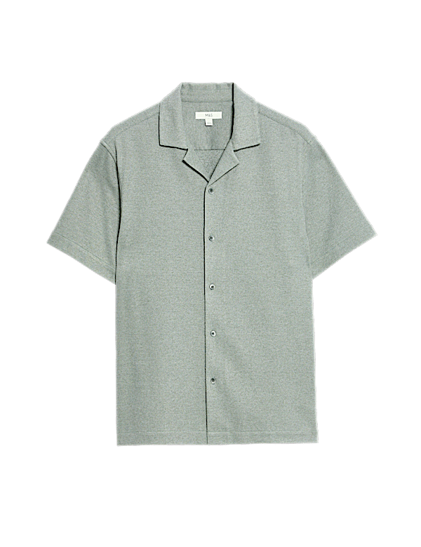Cotton Blend Textured Knitted Shirt