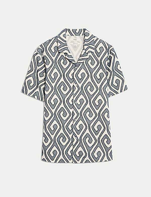 Pure Cotton Jacquard Ikat Print Shirt - SE