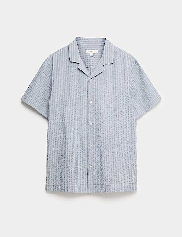 חולצת שרוול קצר מכותנה טהורה באריגת סירסאקר - IL