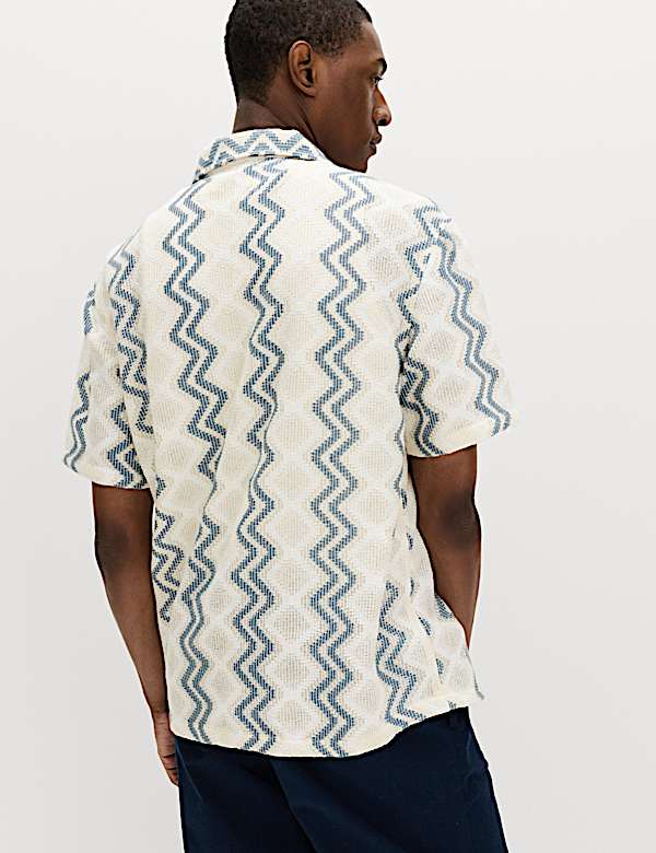 Luźna koszula z kr&oacute;tkim rękawem z mieszanki bawełny - PL