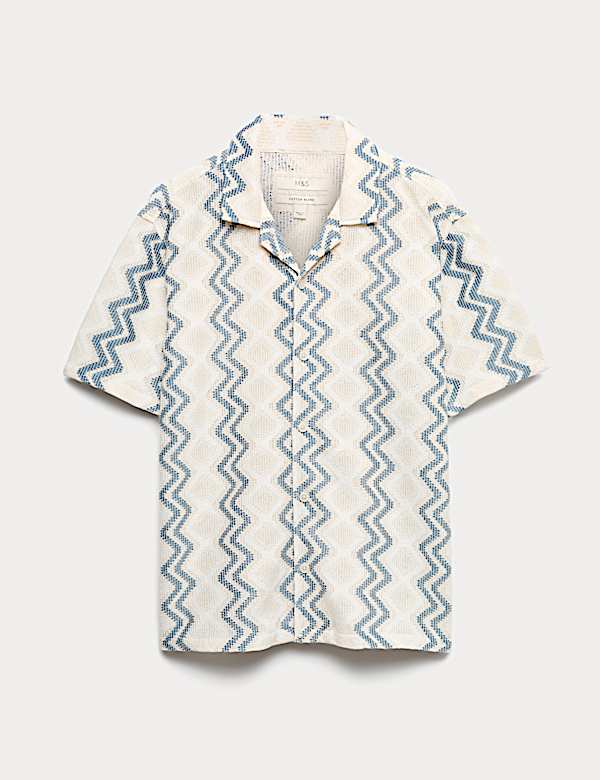 Luźna koszula z kr&oacute;tkim rękawem z mieszanki bawełny - PL