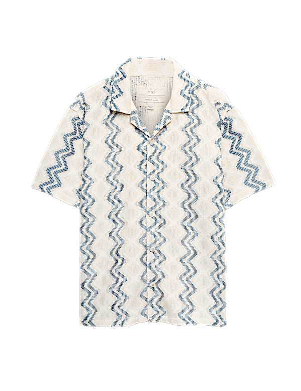 Relaxed Fit Cotton Blend Short Sleeve Shirt