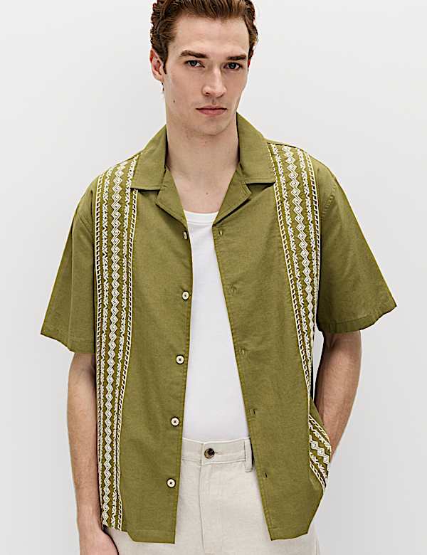 Relaxed Fit Cotton Rich Short Sleeve Shirt