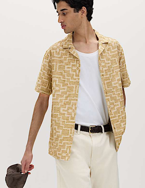 Cotton Rich Geometric Short Sleeve Shirt