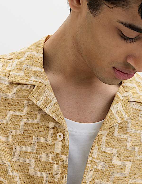Cotton Rich Geometric Short Sleeve Shirt - SI