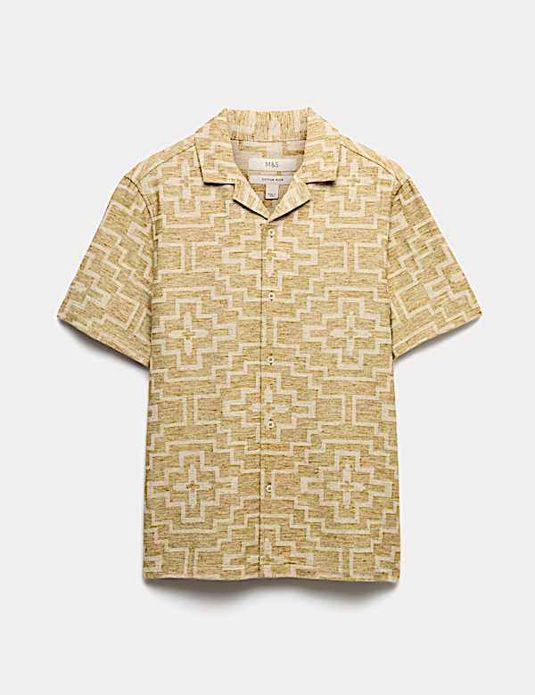 Cotton Rich Geometric Short Sleeve Shirt - SI