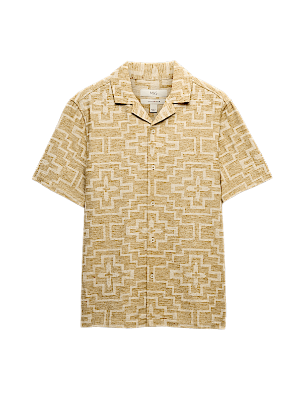 Cotton Rich Geometric Short Sleeve Shirt