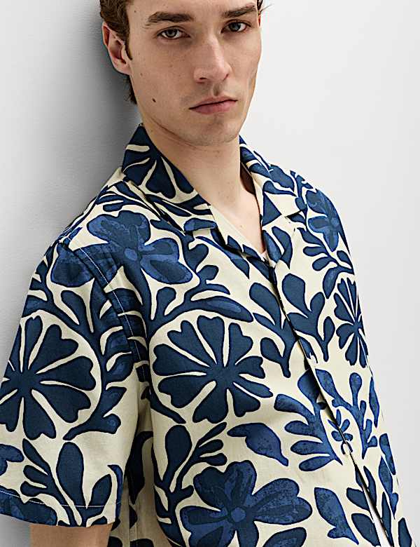 Pure Cotton Floral Short Sleeve Shirt