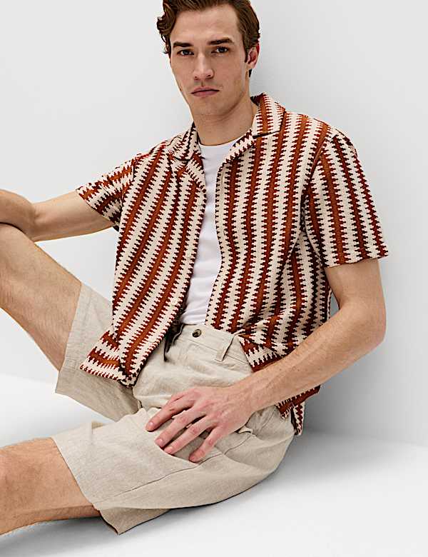 Regular Fit Cotton Blend Short Sleeve Shirt - LU