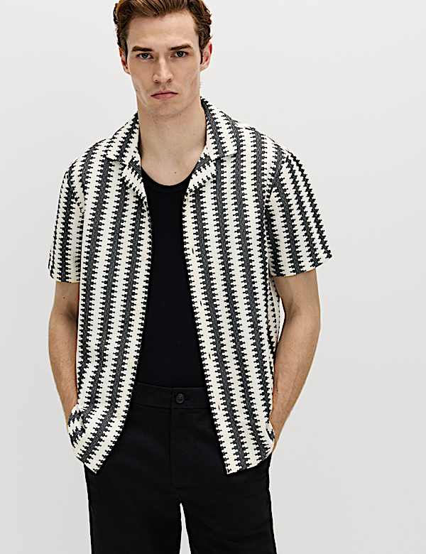 Regular Fit Cotton Blend Short Sleeve Shirt