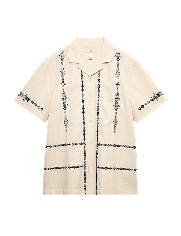 Cotton Rich Embroidered Short Sleeve Shirt