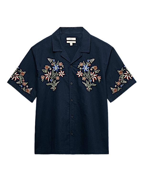 Cotton Rich Embroidered Short Sleeve Shirt