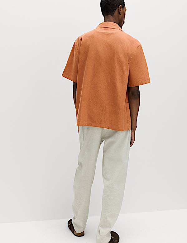 Cotton Rich Embroidered Short Sleeve Shirt - US