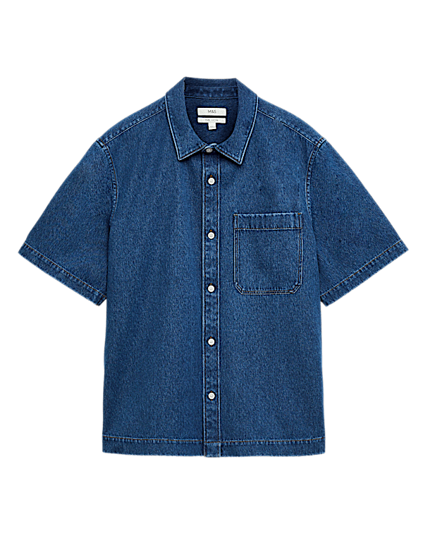 Pure Cotton Denim Short Sleeve Shirt