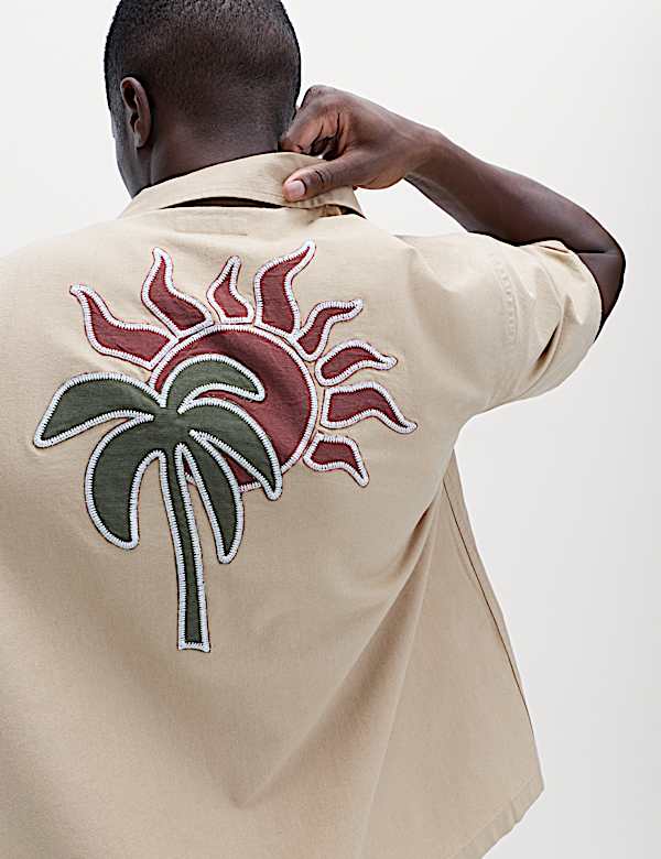 T-shirt en coton brod&eacute; &agrave; manches courtes - BE