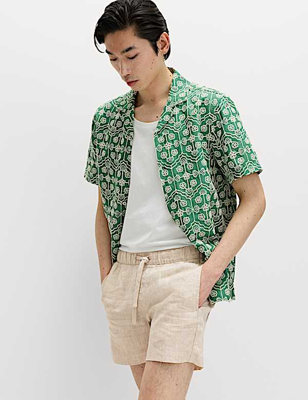 Pure Cotton Embroidered Short Sleeve Shirt