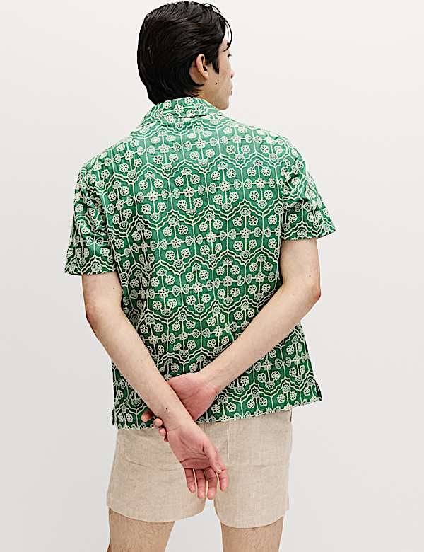 Pure Cotton Embroidered Short Sleeve Shirt - MV